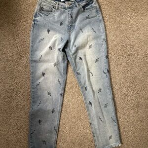 Embroidered Light Blue Jeans